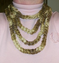 Gold Sashay Crochet Rope Necklace, Handmade - £13.36 GBP