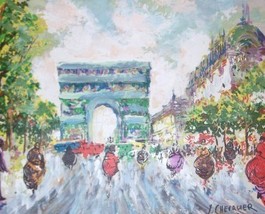 RARE CHEVALIER FRENCH IMPRESSIONIST PARIS OIL PAINTING - $2,064.50