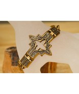 Lucky Brand Costume Jewelry Brass Hematite Bethlehem Star Cross Bracelet 8&quot; - $24.74