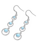 Sterling Silver Natural Larimar Circle Dangle Earrings - $62.99