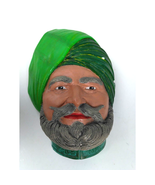 Chalkware Man/Head Punjabi/India/Kurdish - Wall Hanging Vintage! Green T... - $10.52 CAD