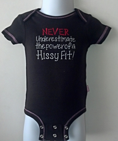 Infant Black Bodysuit - Sz 3-6 mo - Never underestimate the power of a Hissy Fit - £9.70 GBP