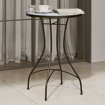 Mosaic Bistro Table Blue and White Ceramic, Powder-coated iron - $2,691.36 MXN