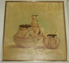 Rare Native Indian Pottery Art Painting By Hous Sr. Lr. - $484.14
