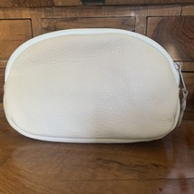 Leather Luxury Cosmetic Bag pebbled quality soft zip top Made in CT, US stone - £25.10 GBP