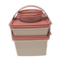 Tupperware Rose Pink Box Lunch Keeper 3 Containers w/ Lids - £11.83 GBP