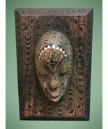 Vintage African Ethnic Trinket Box with Carved 3D Mask and Hand Painted ... - $705.11 MXN