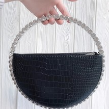 Rhinestone Circular Handle Evening Bag Women 2021 Elegant Designer s Round Red C - £78.33 GBP