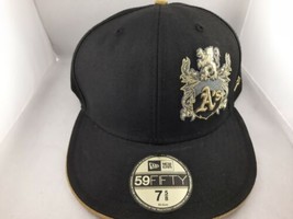 Rare Oakland A&#39;s New Era 59fifty Hat 7 5/8 MLB Black Gold 100% Wool - £25.17 GBP