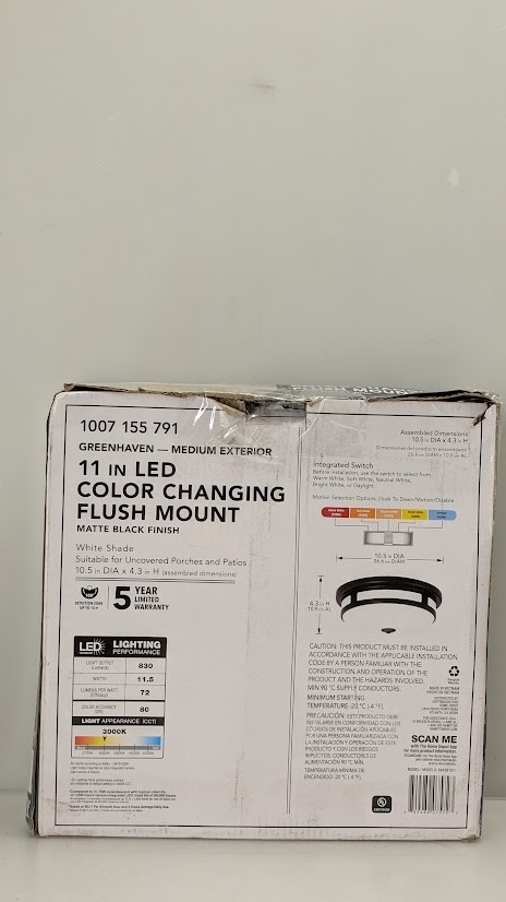 Hampton Bay Greenhaven 11 in. Black Outdoor Motion Sensing LED Ceiling Light Item image 10