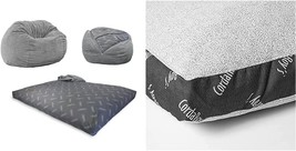 Full Size Chenille Bean Bag Chair And Charcoal Quilted Waterproof Bed Protector - £374.44 GBP