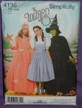 Simplicity 4136 WIZARD OF OZ DOROTHY GLINDA WITCH COSTUMES 14-22 OOP - $28.00