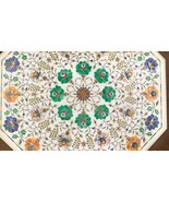 24&quot; White Marble Pietra Dura Coffee  Table Top Octagon  Inlay lapis Table  - €1.454,49 EUR