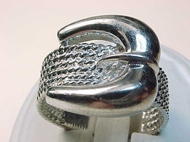 BELT BUCKLE Design Vintage STERLING Silver RING - Size 7 1/2 - Unusual - £51.95 GBP