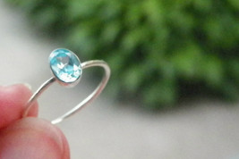 Small Blue Topaz Ring Size 7 or O, 925 Silver - £11.99 GBP