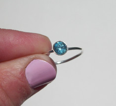 Small Blue Topaz Ring Size 7 or O, 925 Silver - £7.17 GBP
