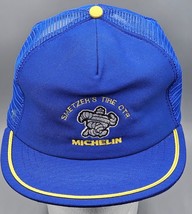 VTG Michelin Man Smetzer&#39;s Tire Blue Mesh Snapback Trucker Hat/Cap - Mad... - £21.31 GBP