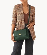 Fossil Gabriella Dark Green Leather Medium Flap Crossbody SHB3007298 NWT... - £85.49 GBP