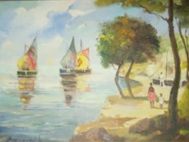 Rare Vintage Signed Caribbean Beach Scene Oil Painting - £3,261.35 GBP