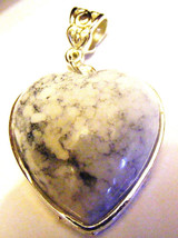White  Turquoise Heart Shaped Pendant With Large Bail Tibetan Silver Setting - £5.42 GBP