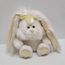 Vintage Chosun White Bunny Plush Yellow Satin &amp; Long Ears Yellow Bow - £36.08 GBP