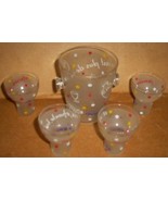 RETRO FROSTED COCKTAIL ICE BUCKET &amp; GLASSES SET FRANCE - $64.89