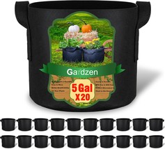 Gardzen 20-Pack 5 Gallon Grow Bags, Aeration Fabric Pots With Handles - £30.88 GBP