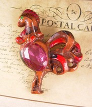 Old Rooster Jelly Belly Lucite B Rooch Vintage Enamel - £51.97 GBP