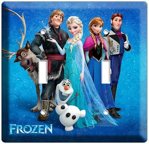 DISNEY FROZEN ANNA ELSA HANS OLAF DOUBLE LIGHT SWITCH PLATE CHILDREN'S BEDROOM