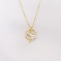 1.10Ct Round Cut Real Moissanite Flower Necklace Pendant 14K Yellow Gold Plated - $196.34