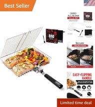 Large Folding BBQ Grill Basket with Locking Handle - Perfect for Any Out... - $840.68 MXN