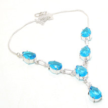 London Blue Topaz Pear Gemstone Handmade Fashion Necklace Jewelry 18" SA 1859 - £7.14 GBP