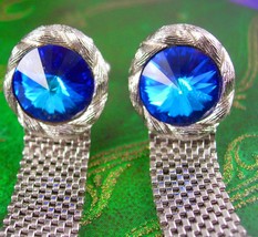 Exquisite Blue Peacock Cufflinks Purple Rivoli Kaflinks Prism glass Unisex Cuff  - £87.72 GBP