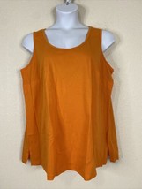 Woman Within Plus Size 1X (22/24) Orange Cotton Scoop Neck Tank Sleeveless - £7.57 GBP