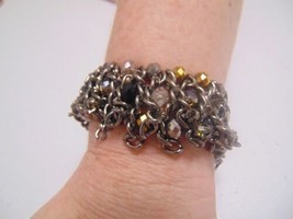 Style &amp; Co.  Grey Tone 7&quot; Grey Bronze Black Beaded Taxi Cab bracelet M318 $26 - $11.51