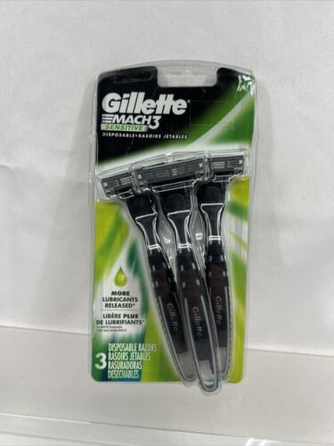 Gillette Mach3 Sensitive Disposable Microfins SkinGuard Razors 3ct COMBI... - $7.99