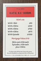 Monopoly Animaniacs 2019 Game Parts Replacement Title Deed Card “KATIE K... - $2.99
