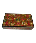 Lacquered Trinket Box Kashmir Floral Vanity Jewelry Lidded Wooden Box Fl... - £29.54 GBP