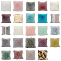 Plush Faux Fur Throw Pillow Covers Square Sofa Cushion Cover 18&quot;x18&quot; Home Decor  - £16.52 GBP+