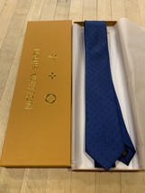 LOUIS VUITTON MEN&#39;S MONOGRAM TIE 100% SILK Navy BLUE WIDEST 2.80&quot; NWT - £109.41 GBP