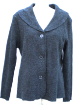 Carole Little Dark Gray Boiled Wool Shawl Collar Cardigan Sweater Womens... - £18.67 GBP
