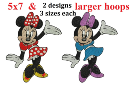 2 designs Minnie Mouse Digitized filled embroidery designs Digital Download - £3.91 GBP