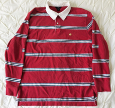 Vintage Brooks Brothers Rugby Long Sleeve Polo Shirt Men&#39;s Large Red Striped 90s - £23.73 GBP
