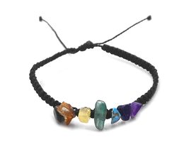 Mia Jewel Shop Rainbow Chakra Tumbled Chip Stone Macramé Braided String Adjustab - £11.84 GBP