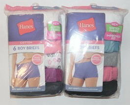 Hanes Women&#39;s 6pk Boy Briefs Nearly Invisible Waistband Size 5 or 6 NIP - $11.19
