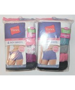 Hanes Women&#39;s 6pk Boy Briefs Nearly Invisible Waistband Size 5 or 6 NIP - £7.66 GBP