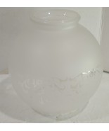 Antique Vtg Frosted Etched Floral Glass Round Sconce Pendant Lamp Light ... - $18.81