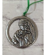 Vintage pewter Mary baby Jesus Mother &amp; child Christmas ornament - $10.39