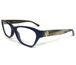 Tory Burch Eyeglasses Frames TY 2053 1409 Brown Horn Blue Gold Cat Eye 51-15-135 - $93.28