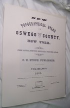 1867 OSWEGO COUNTY NY ATLAS MAP FW BEERS C1974 REPRINT ALBION PARISH RED... - $18.80